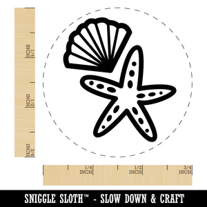 Starfish and Shell Beach Tropical Doodle Rubber Stamp for Stamping Crafting Planners