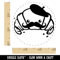Cute Kawaii French Croissant with Beret and Mustache Rubber Stamp for Stamping Crafting Planners