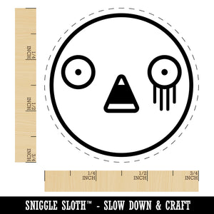 Kawaii Cute Horrified Scared Face Rubber Stamp for Stamping Crafting Planners