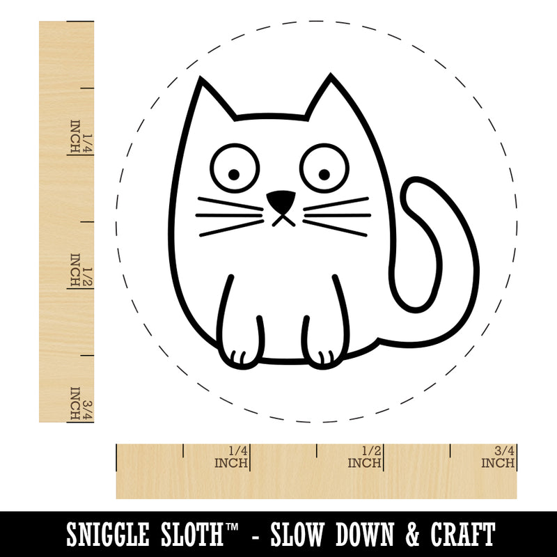 Wary Kitty Cat Rubber Stamp for Stamping Crafting Planners