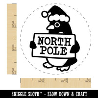 Christmas Penguin Going to North Pole Rubber Stamp for Stamping Crafting Planners
