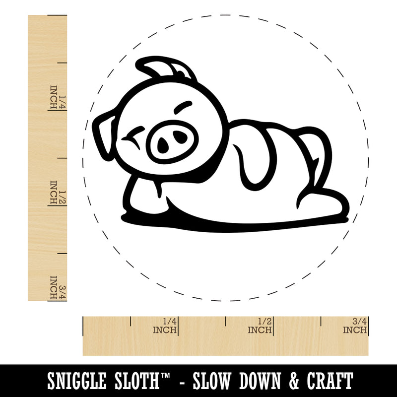 Lazy Pig Lounging Rubber Stamp for Stamping Crafting Planners