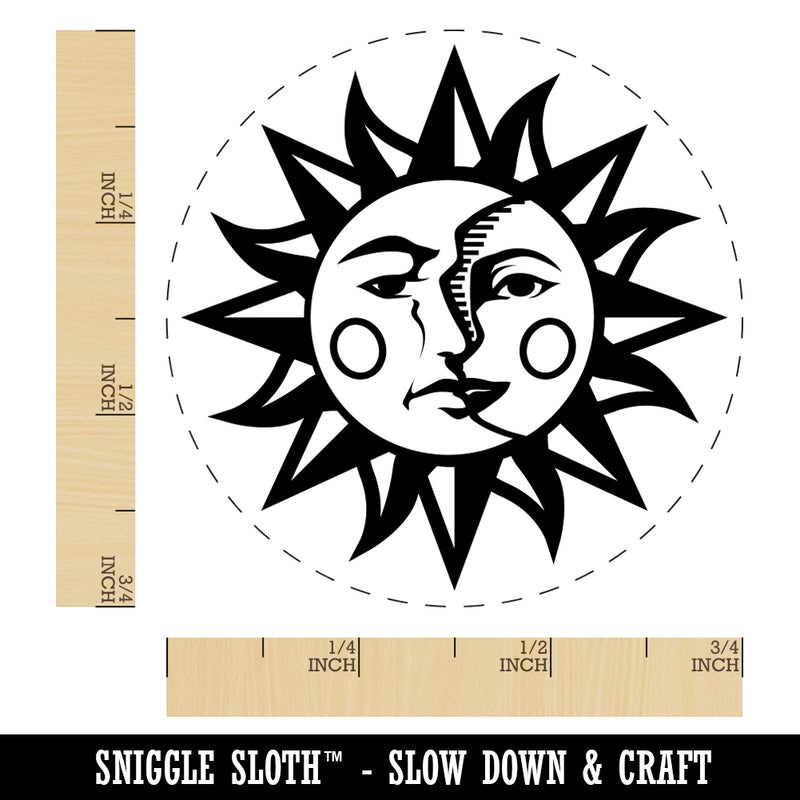 Sun and Moon Heraldic Faces Rubber Stamp for Stamping Crafting Planners