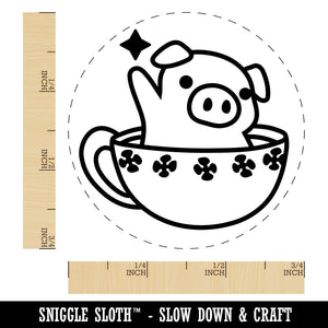 Teacup Pig Rubber Stamp for Stamping Crafting Planners