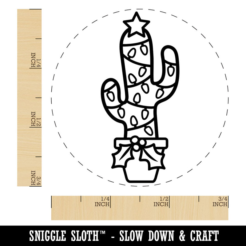 Christmas Cactus with Lights Star Rubber Stamp for Stamping Crafting Planners