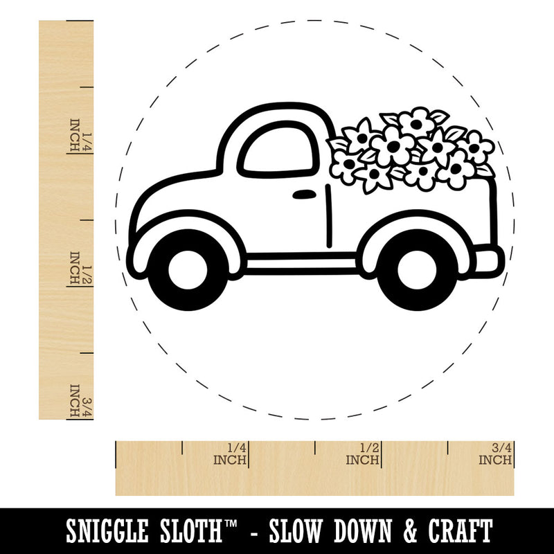 Cute Truck with Flowers Rubber Stamp for Stamping Crafting Planners