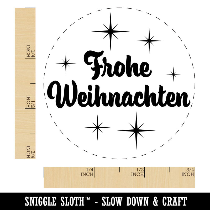 Frohe Weihnachten Merry Christmas German Starburst Rubber Stamp for Stamping Crafting Planners