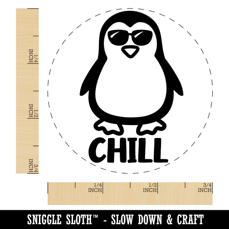 Penguin Chill Rubber Stamp for Stamping Crafting Planners