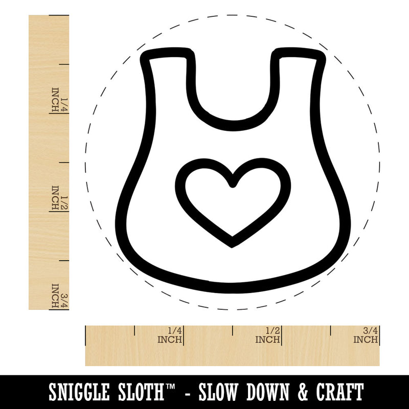 Baby Bib with Heart Rubber Stamp for Stamping Crafting Planners