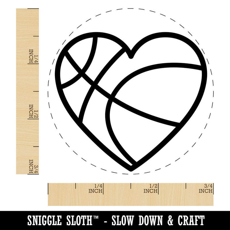 Heart Shaped Basketball Sports Rubber Stamp for Stamping Crafting Planners