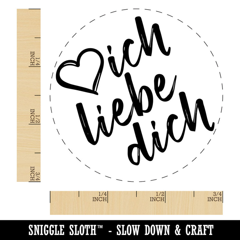 I Love You in German Ich Liebe Dich Heart Rubber Stamp for Stamping Crafting Planners