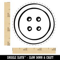 Hand Drawn Button Four Holes Sew Sewing Rubber Stamp for Stamping Crafting Planners