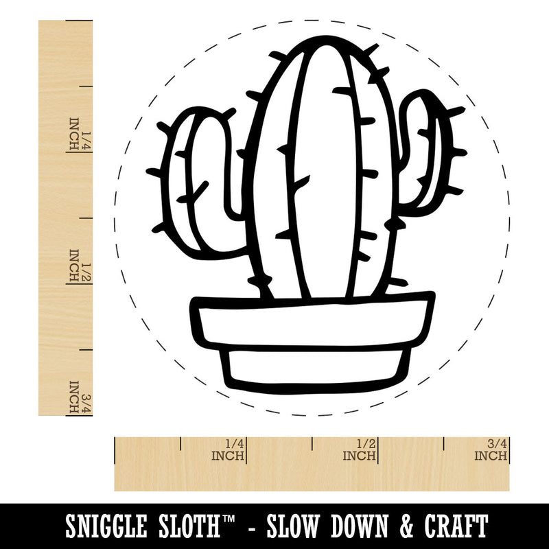 Hand Drawn Cactus Doodle Rubber Stamp for Stamping Crafting Planners