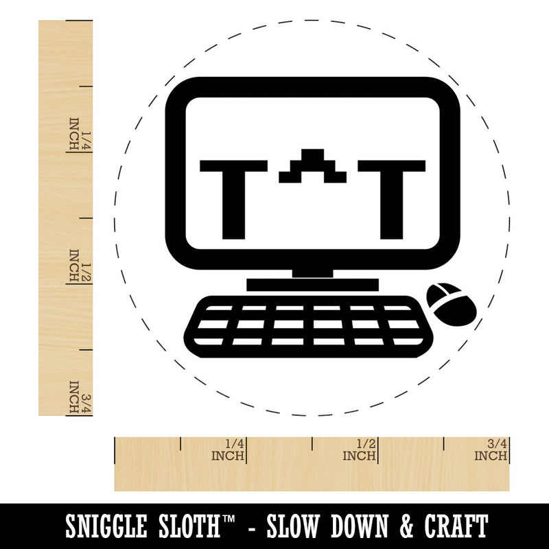 Crying Kawaii Computer Face Emoticon Rubber Stamp for Stamping Crafting Planners