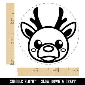 Cute Christmas Reindeer with Bright Nose Rubber Stamp for Stamping Crafting Planners