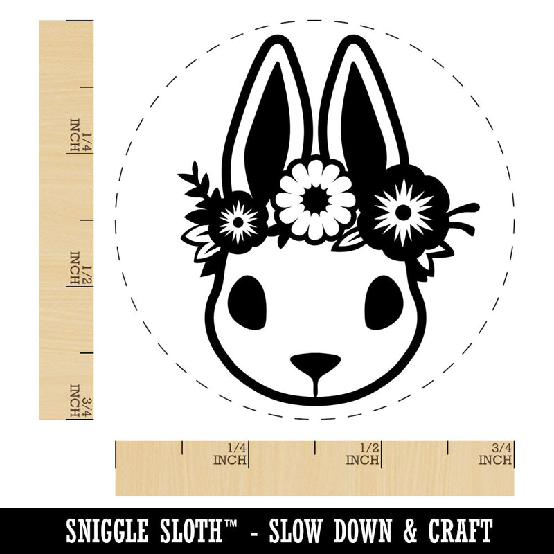 Cute Easter Bunny Rabbit Head with Flower Crown Rubber Stamp for Stamping Crafting Planners