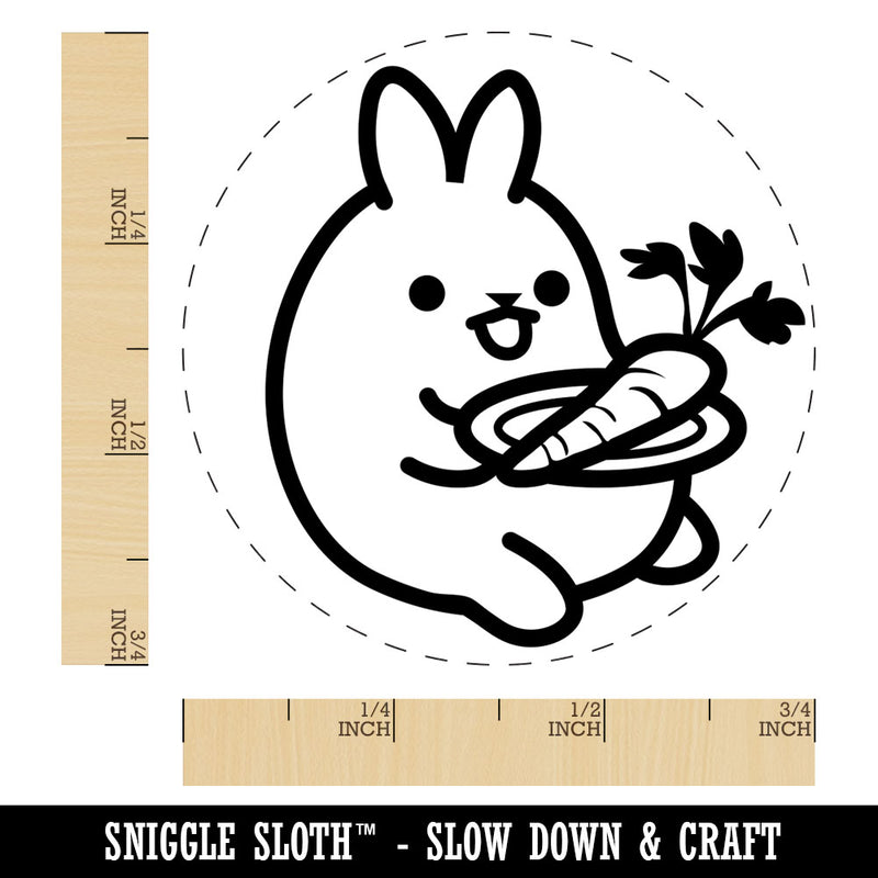 Cute Kawaii Bunny Rabbit Eating a Carrot for Lunch Rubber Stamp for Stamping Crafting Planners