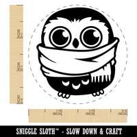 Cute Little Owl with Big Scarf Rubber Stamp for Stamping Crafting Planners