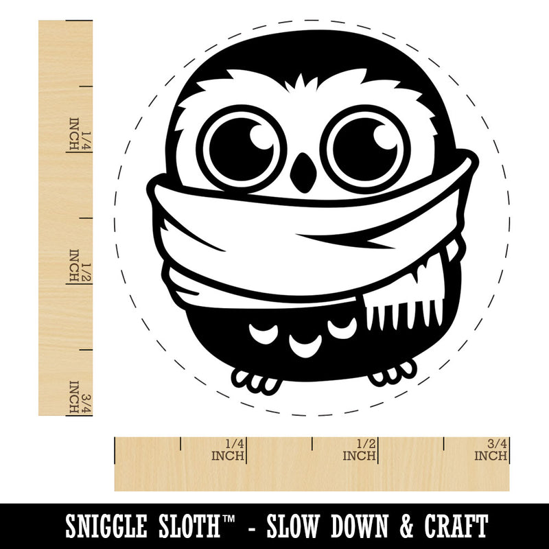 Cute Little Owl with Big Scarf Rubber Stamp for Stamping Crafting Planners