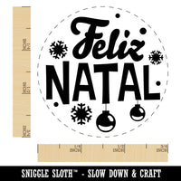 Feliz Natal Portuguese with Christmas Ornaments and Snowflakes Rubber Stamp for Stamping Crafting Planners