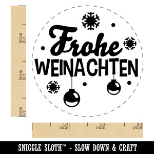 Frohe Weinachten German with Christmas Ornaments and Snowflakes Rubber Stamp for Stamping Crafting Planners