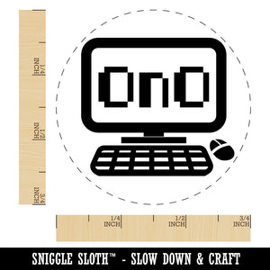 Frowning Kawaii Computer Face Emoticon Rubber Stamp for Stamping Crafting Planners
