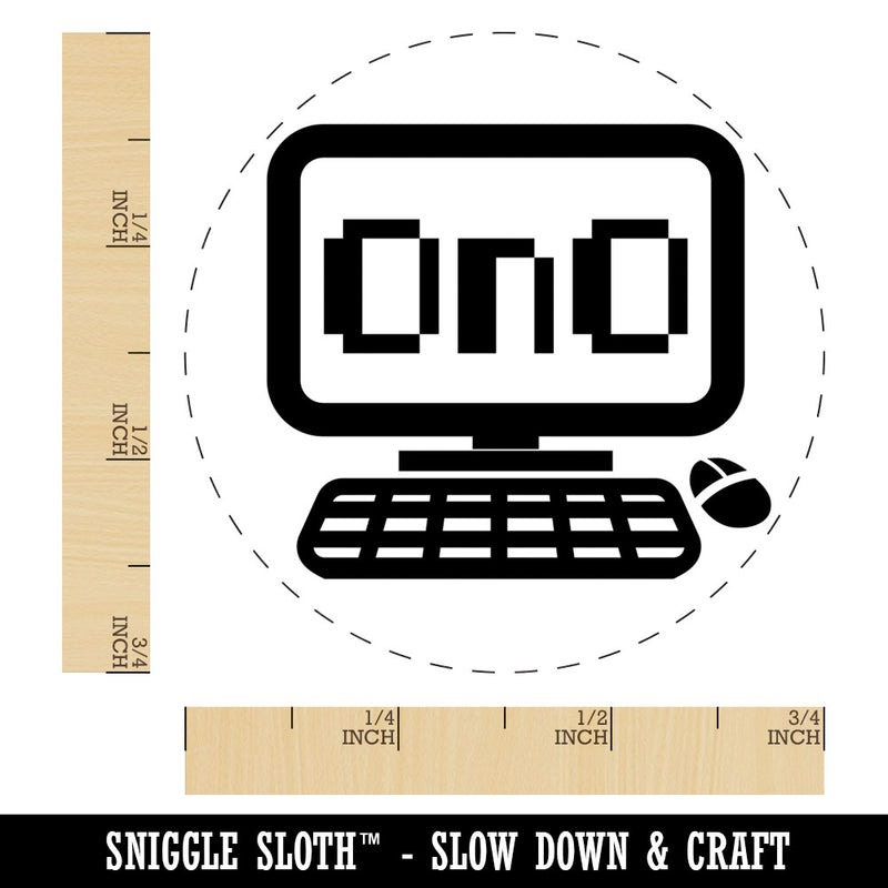 Frowning Kawaii Computer Face Emoticon Rubber Stamp for Stamping Crafting Planners