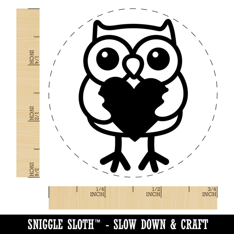 Owl Holding Heart Rubber Stamp for Stamping Crafting Planners