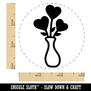 Vase of Heart Flowers Valentine's Day Rubber Stamp for Stamping Crafting Planners