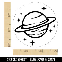 Saturn Planet with Rings and Stars Rubber Stamp for Stamping Crafting Planners