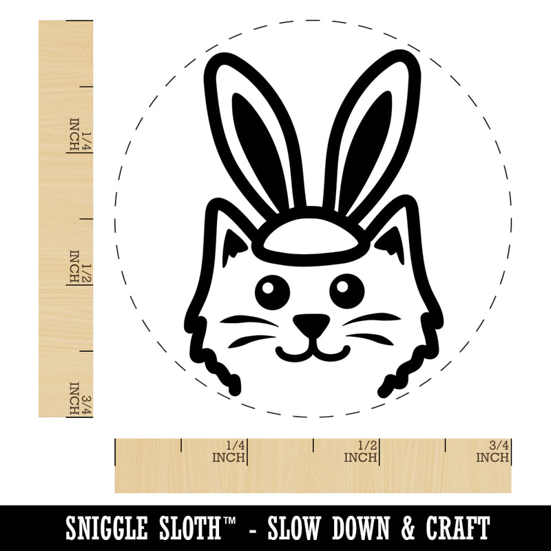 Easter Cat with Bunny Ears Rubber Stamp for Stamping Crafting Planners