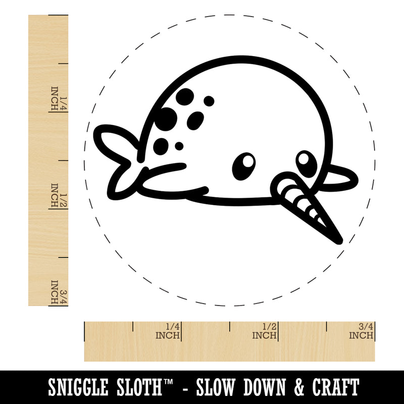 Chibi Narwhal Plopped on Belly Rubber Stamp for Stamping Crafting Planners