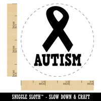 Autism with Awareness Ribbon Rubber Stamp for Stamping Crafting Planners