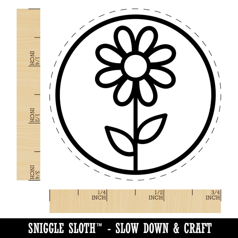 Daisy Flower in Circle Rubber Stamp for Stamping Crafting Planners