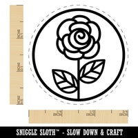 Rose Flower in Circle Rubber Stamp for Stamping Crafting Planners