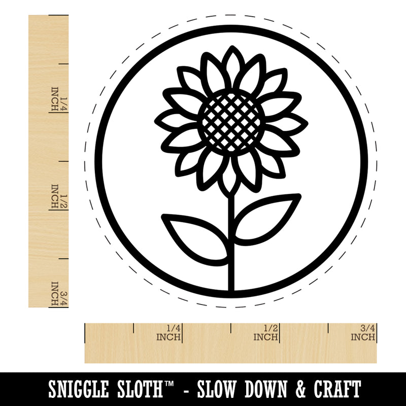 Sunflower in Circle Rubber Stamp for Stamping Crafting Planners