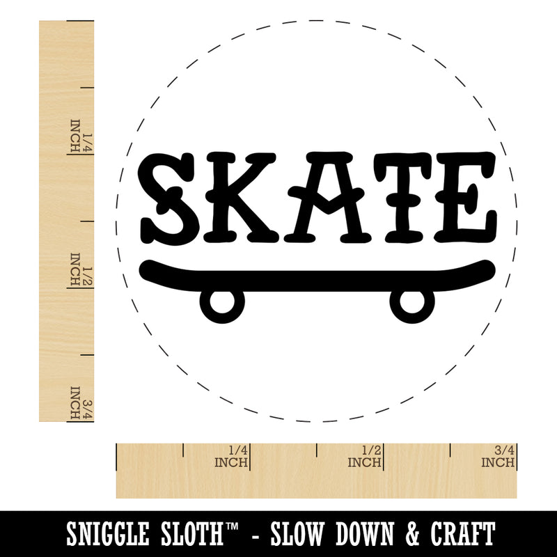 Skate Text on Skateboard Rubber Stamp for Stamping Crafting Planners