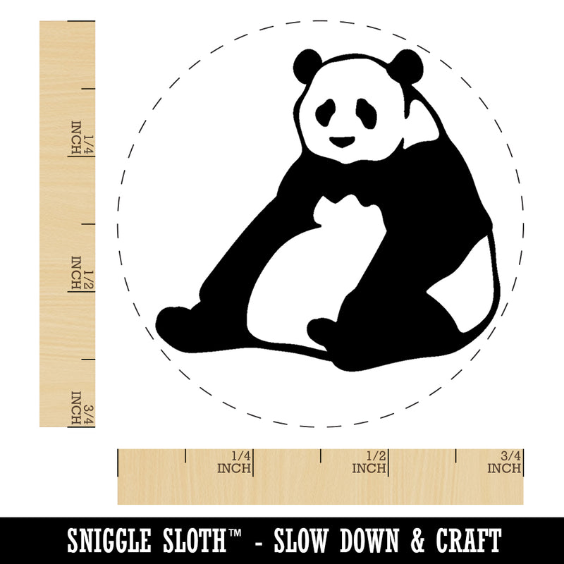 Giant Panda Bear Sitting Rubber Stamp for Stamping Crafting Planners