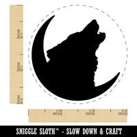 Wolf Howling Crescent Moon Rubber Stamp for Stamping Crafting Planners
