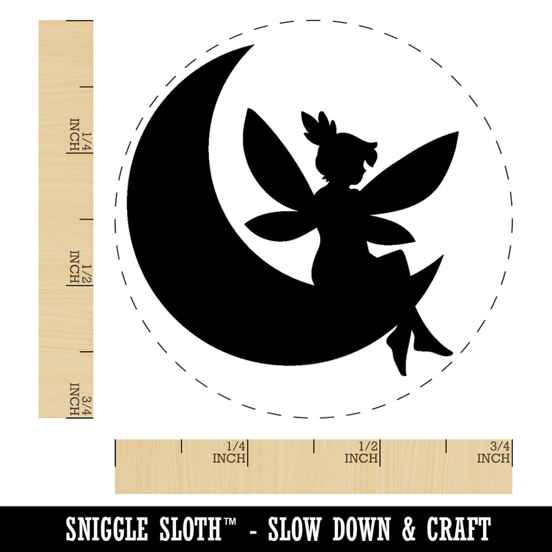 Fairy With Butterfly Wings Sitting on Moon Fantasy Rubber Stamp for Stamping Crafting Planners