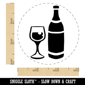 Fancy Wine Bottle and Glass Rubber Stamp for Stamping Crafting Planners