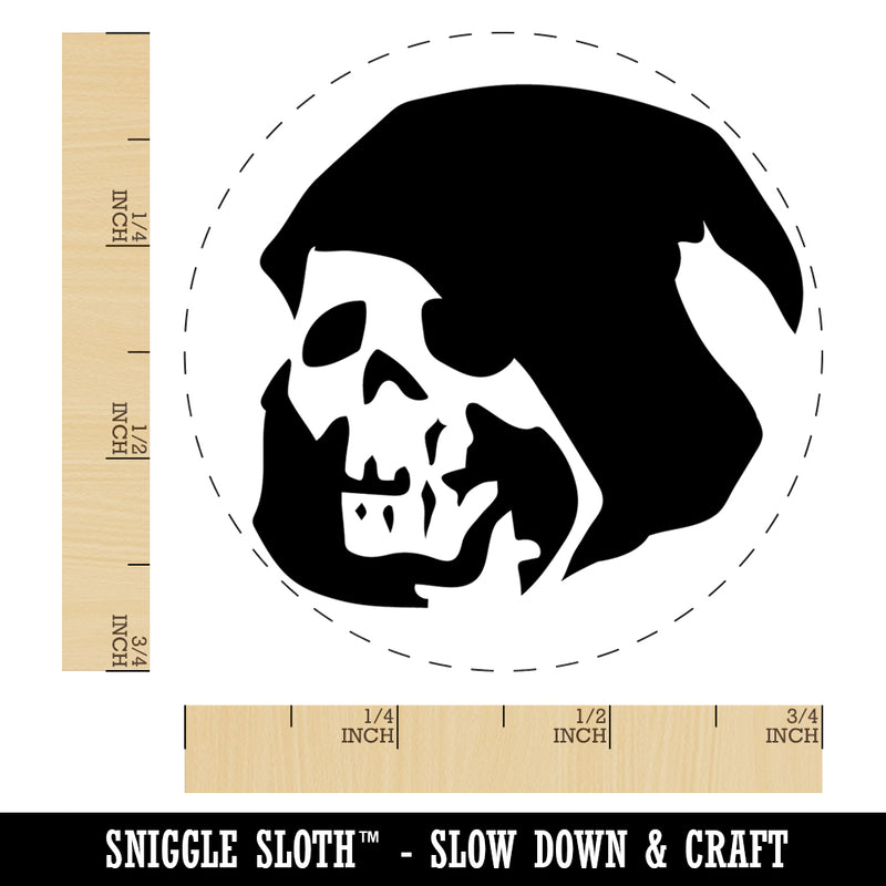Grim Reaper Death Skeleton Hooded Head Halloween Rubber Stamp for Stamping Crafting Planners