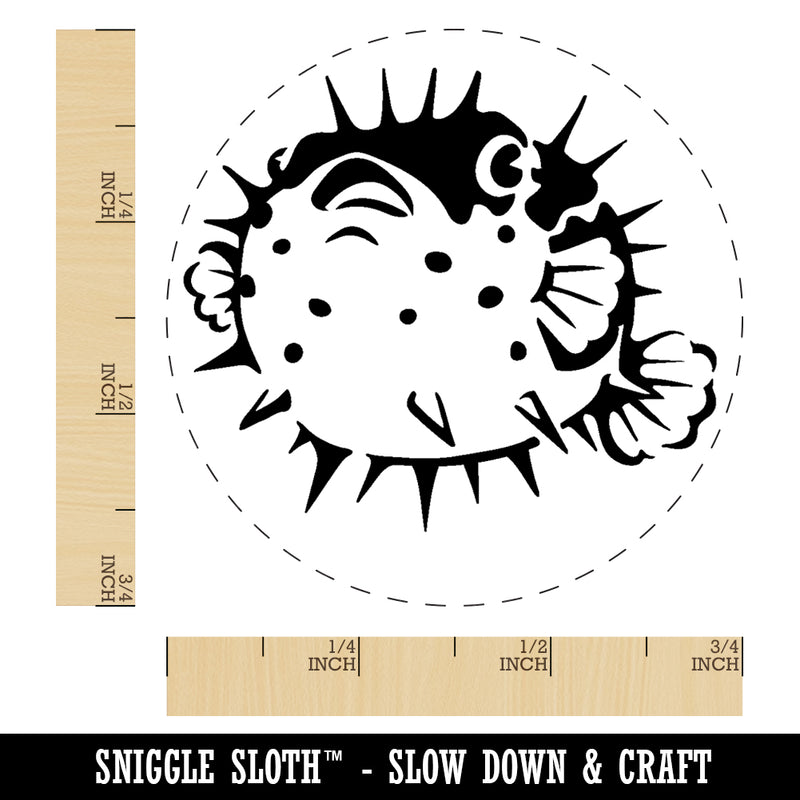 Startled Spiny Puffed Pufferfish Funny Fugu Rubber Stamp for Stamping Crafting Planners