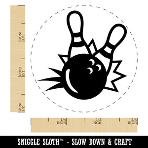 Bowling Ball Knocking Down Pins Rubber Stamp for Stamping Crafting Planners