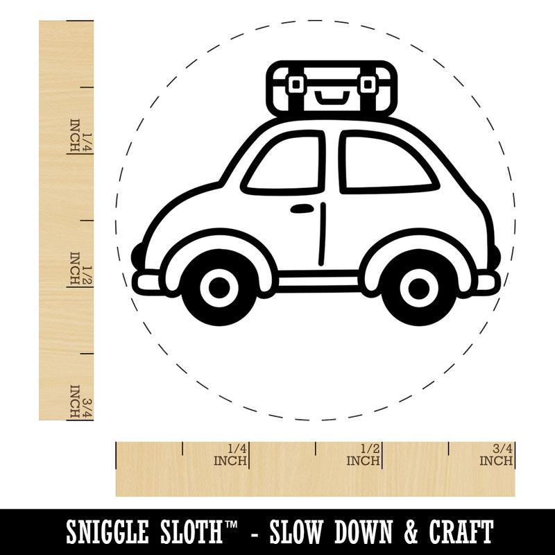 Cute Car with Suitcase Road Trip Travel Rubber Stamp for Stamping Crafting Planners