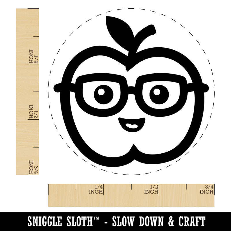 Cute Kawaii Apple Smart with Glasses Rubber Stamp for Stamping Crafting Planners