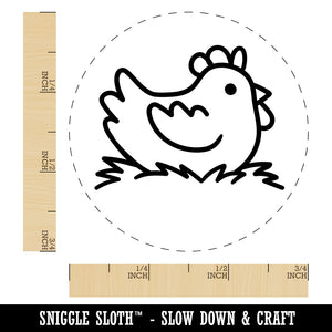 Cartoon Chicken Hen Sitting on Nest Rubber Stamp for Stamping Crafting Planners