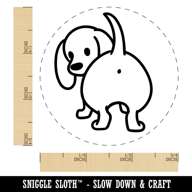 Dachshund from Behind Butt Wiener Dog Rubber Stamp for Stamping Crafting Planners