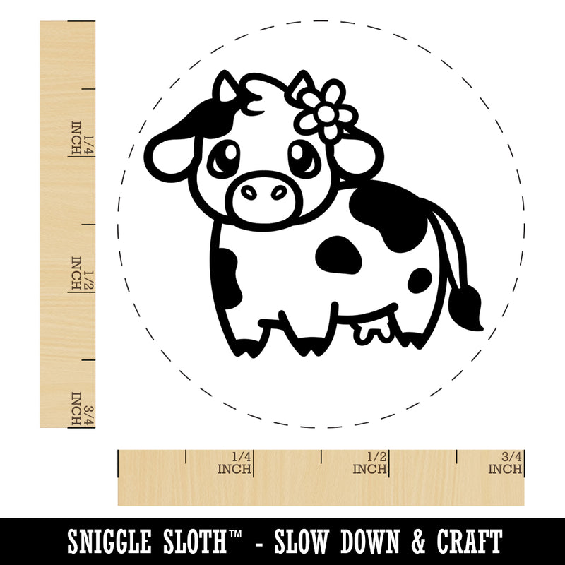 Darling Cow with Flower Rubber Stamp for Stamping Crafting Planners