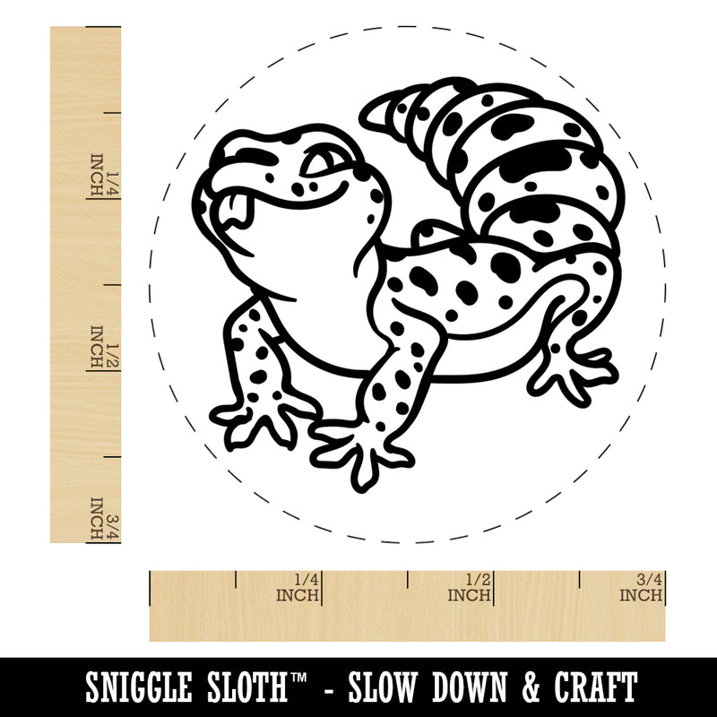 Fat Cute Leopard Gecko Lizard Reptile Rubber Stamp for Stamping Crafting Planners